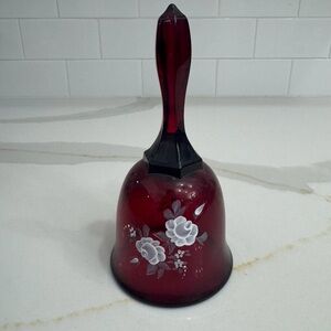 Elegant Red Glass Bell with Floral Design